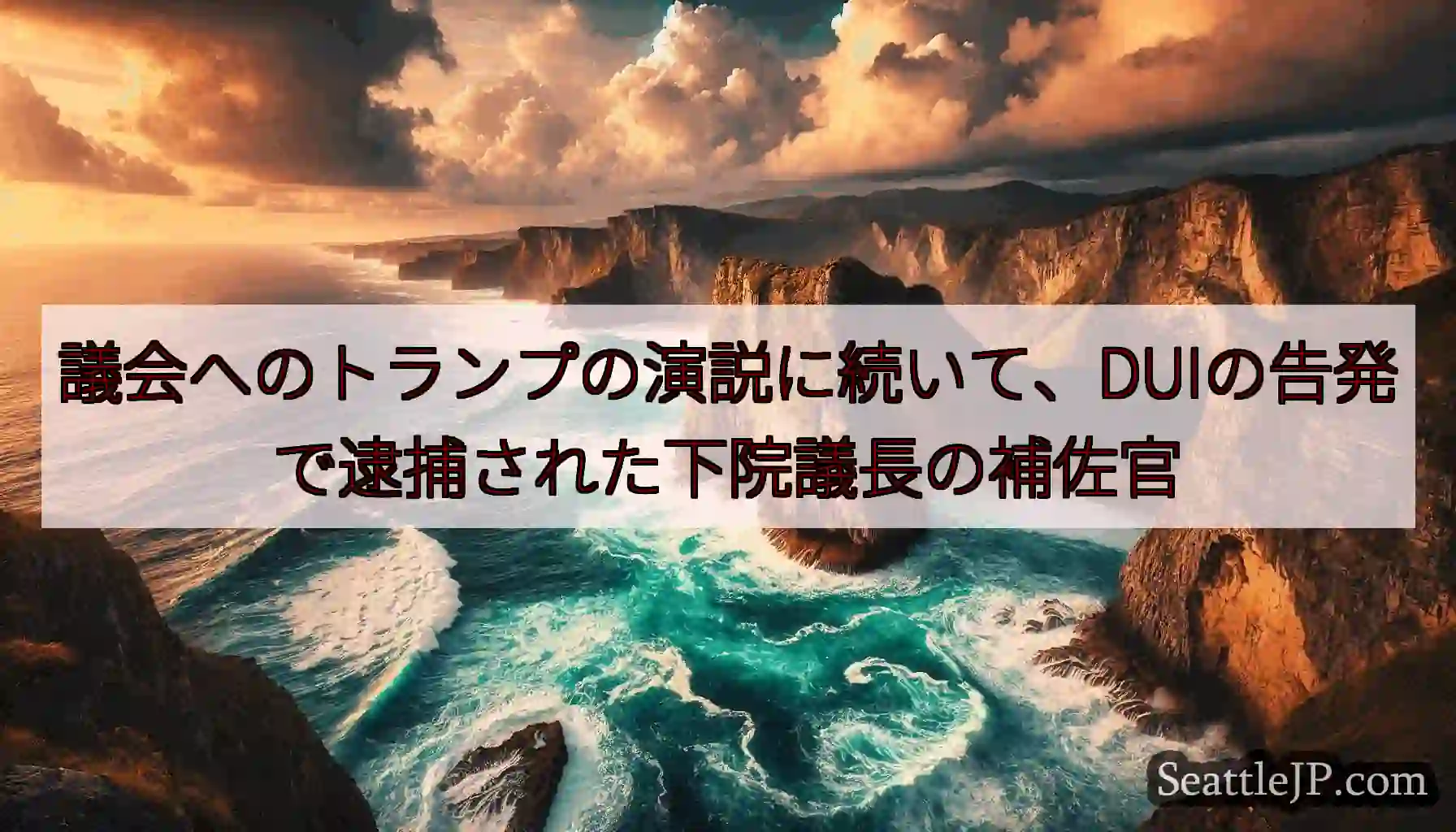 議会へのトランプの演説に続いて、DUIの告発で逮捕された下院議長の補佐官