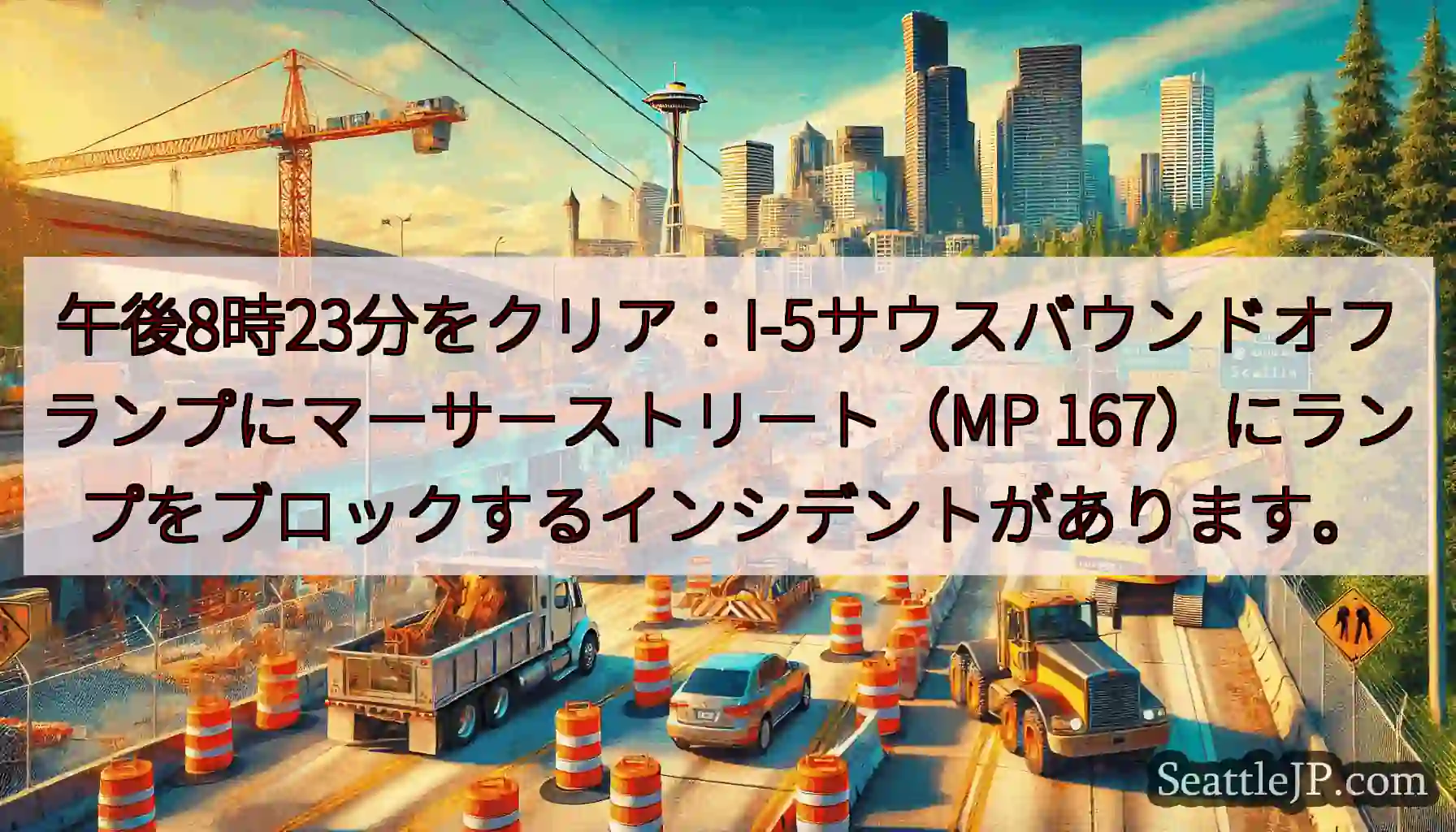 午後8時23分をクリア：I-5サウスバウンドオフランプにマーサーストリート（MP