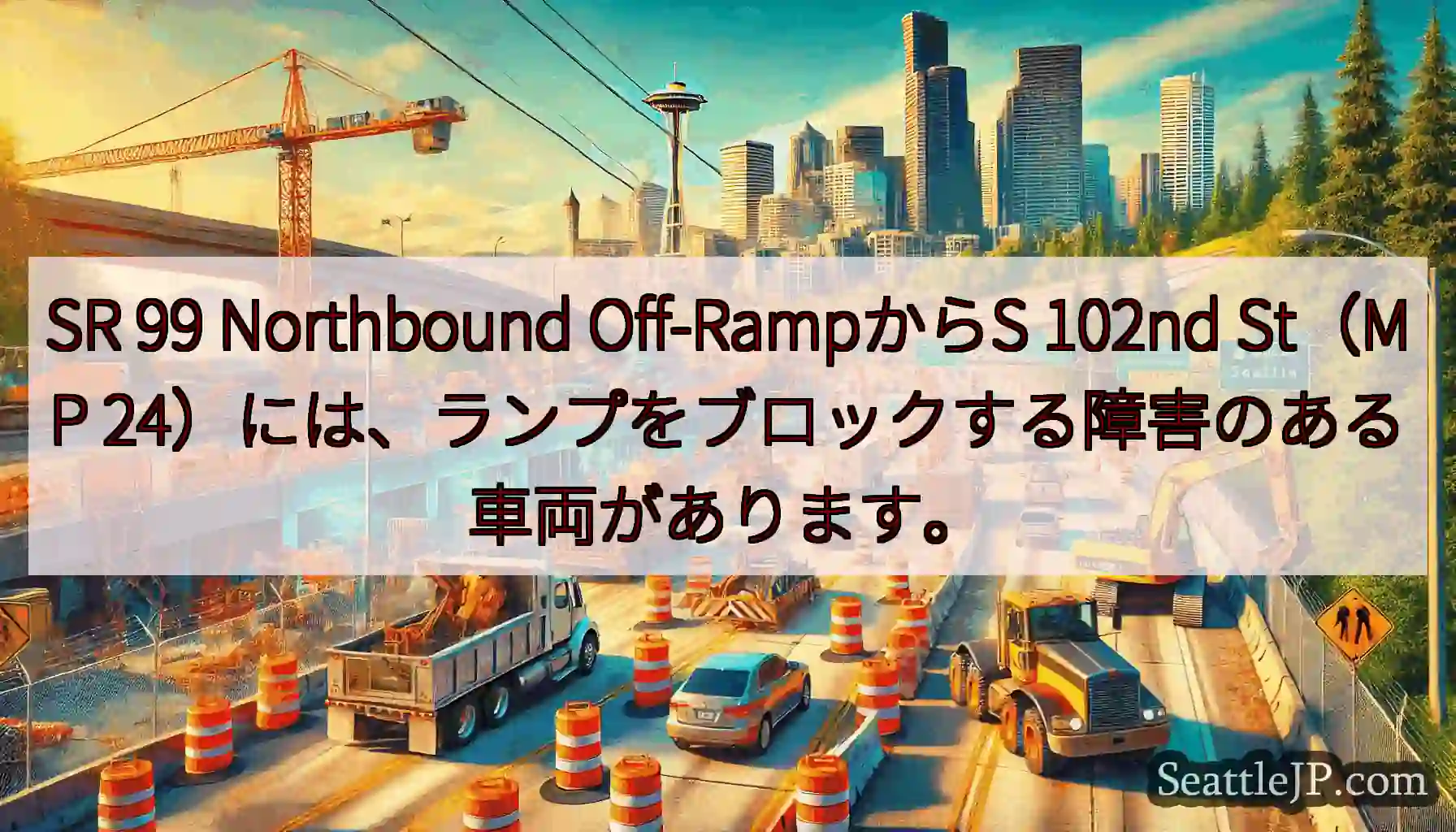 SR 99 Northbound Off-RampからS 102nd St（MP