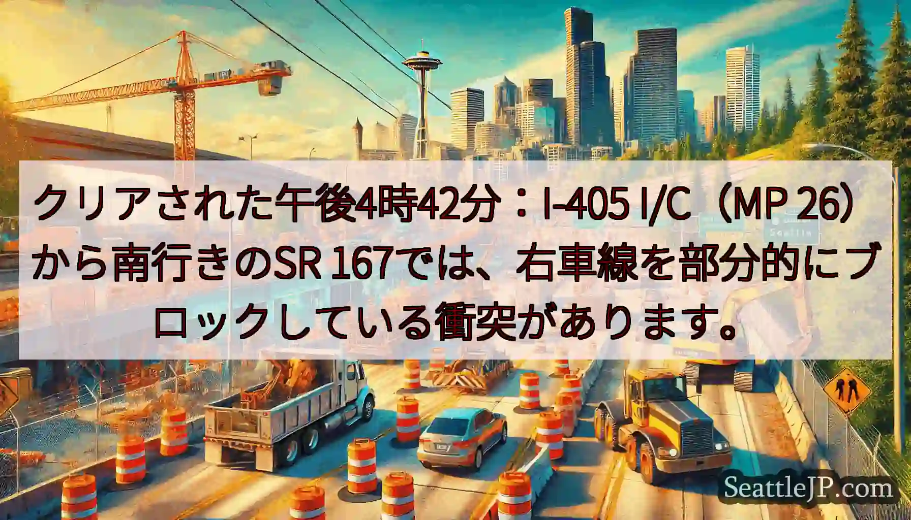 クリアされた午後4時42分：I-405 I/C（MP 26）から南行きのSR