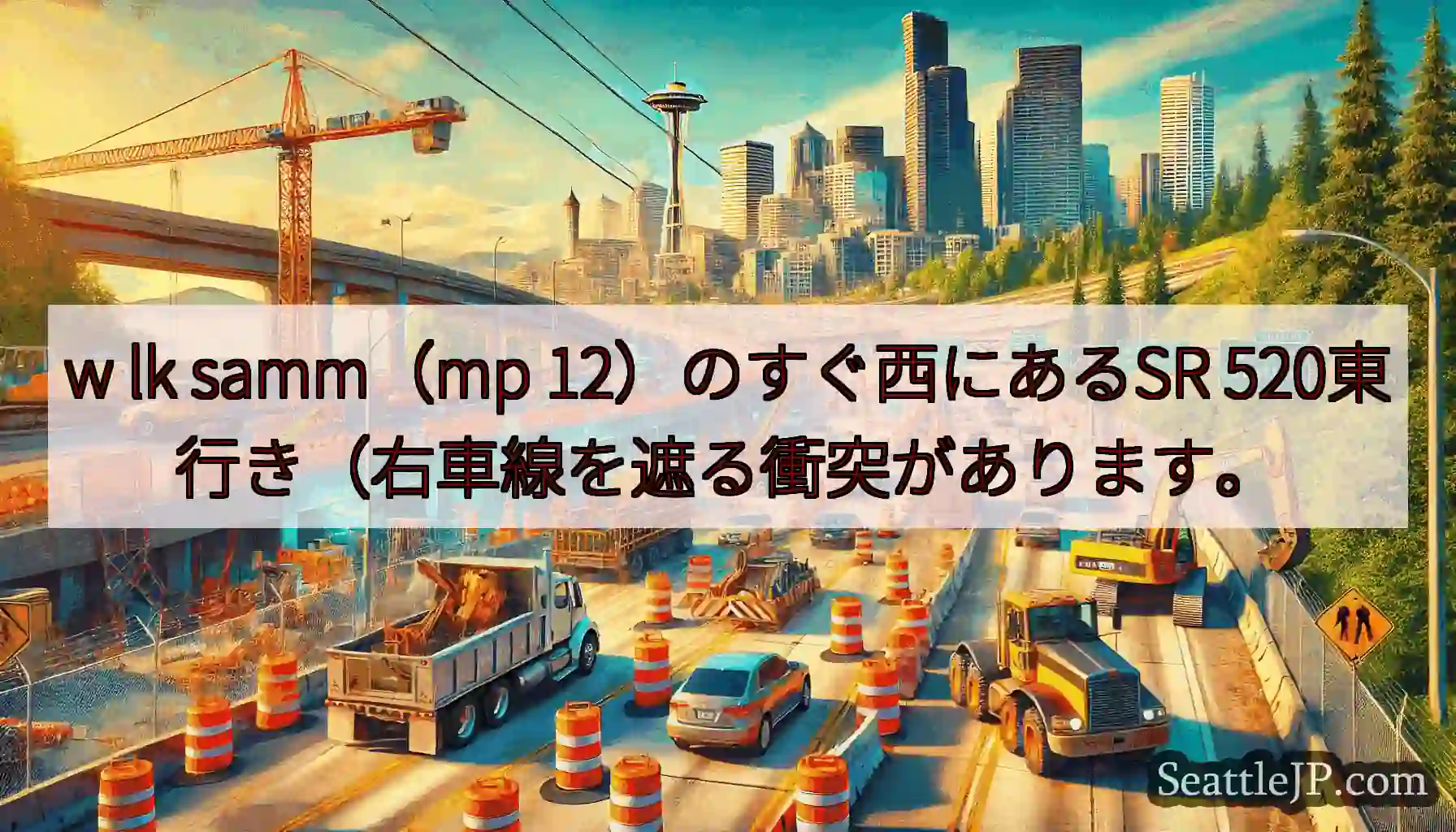 w lk samm（mp 12）のすぐ西にあるSR 520東行き（右車線を遮る衝突があります。