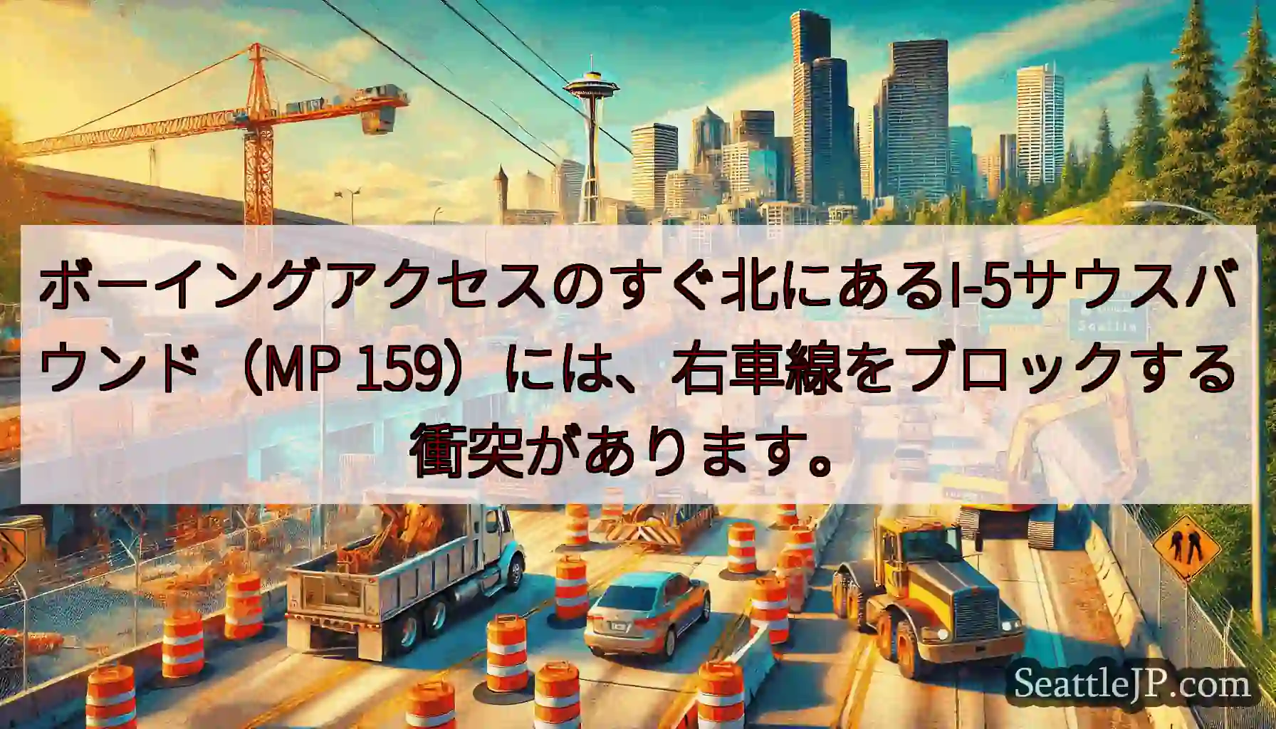 ボーイングアクセスのすぐ北にあるI-5サウスバウンド（MP