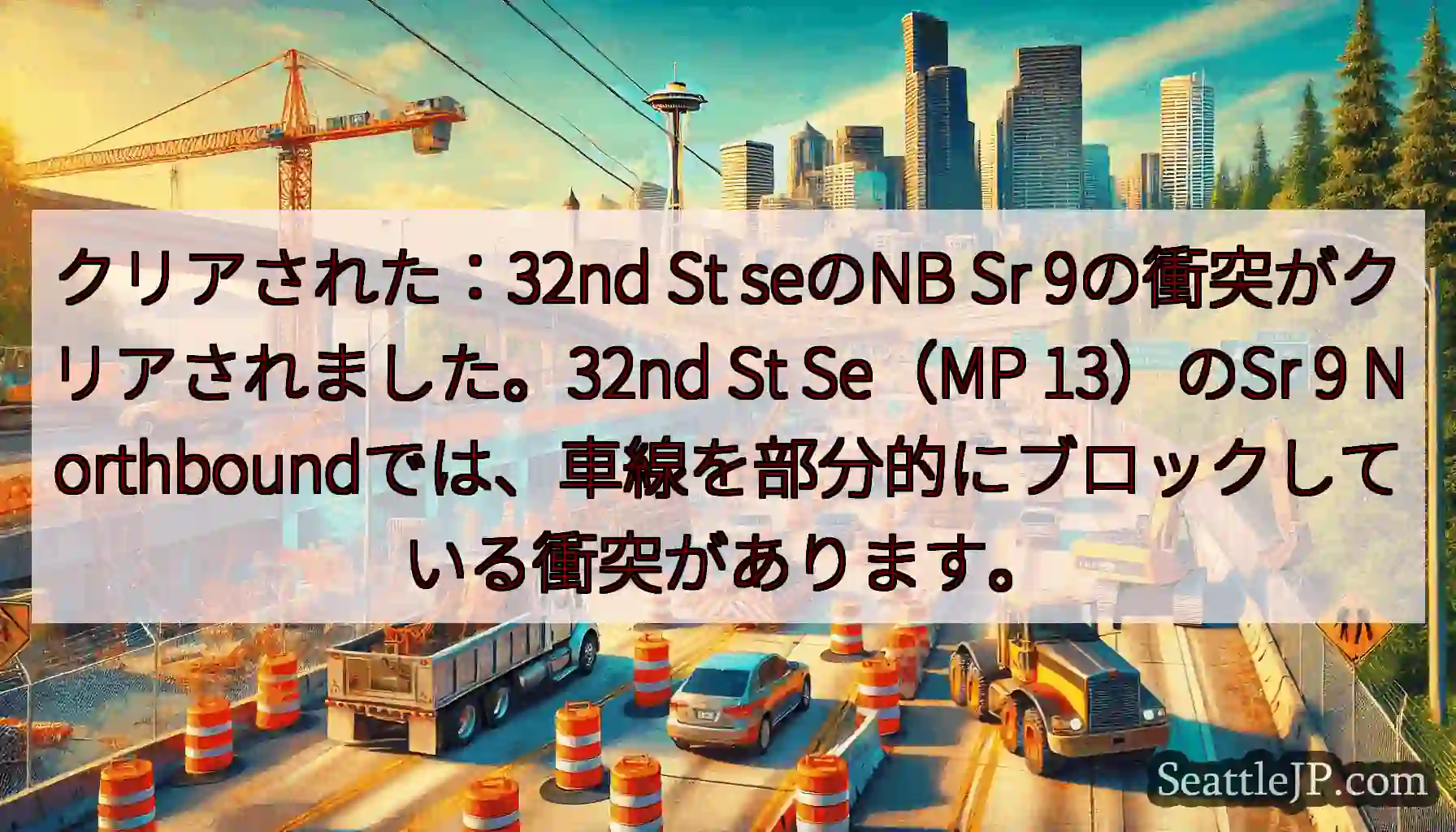 クリアされた：32nd St seのNB Sr 9の衝突がクリアされました。32nd St