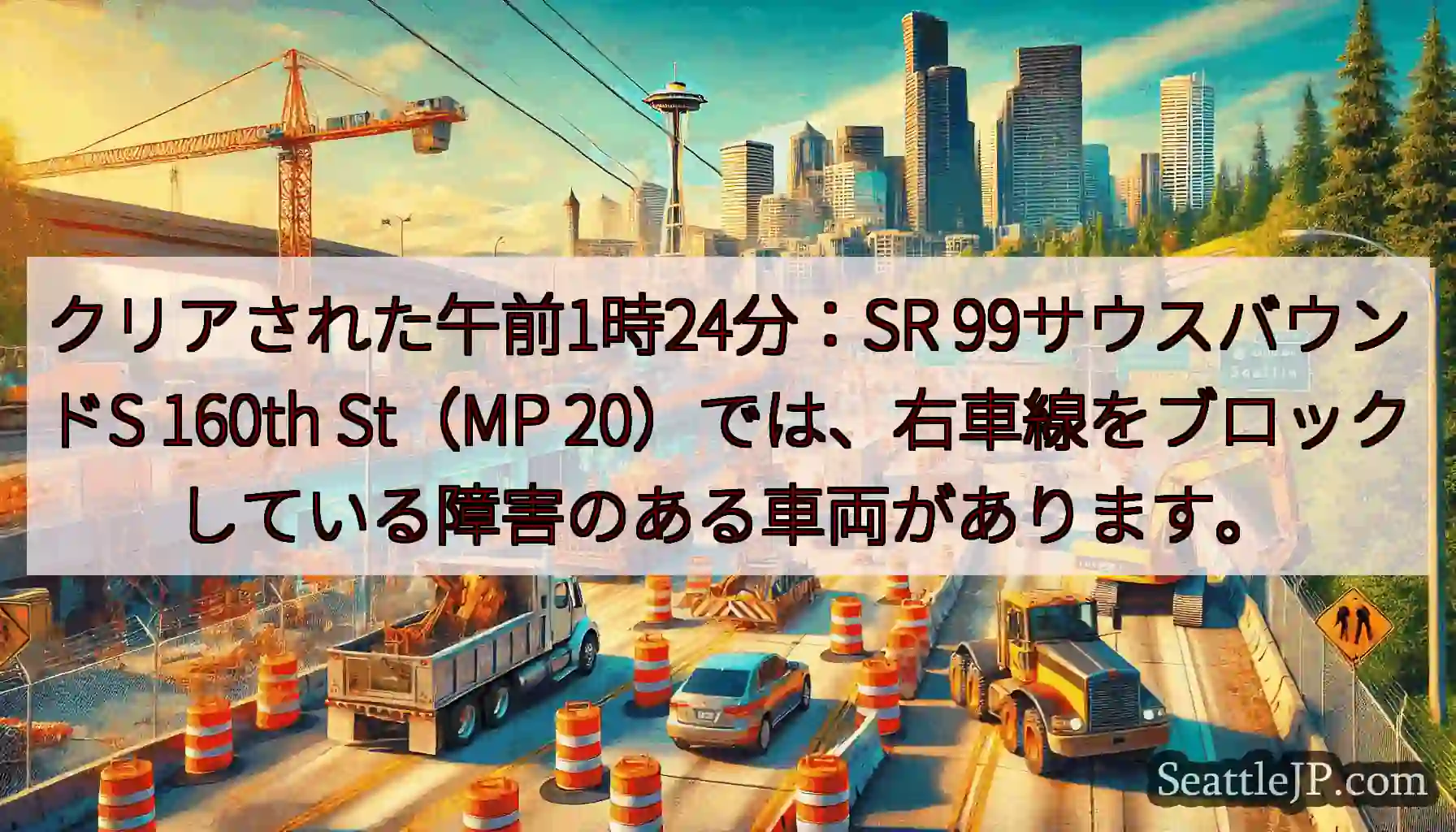 クリアされた午前1時24分：SR 99サウスバウンドS 160th St（MP