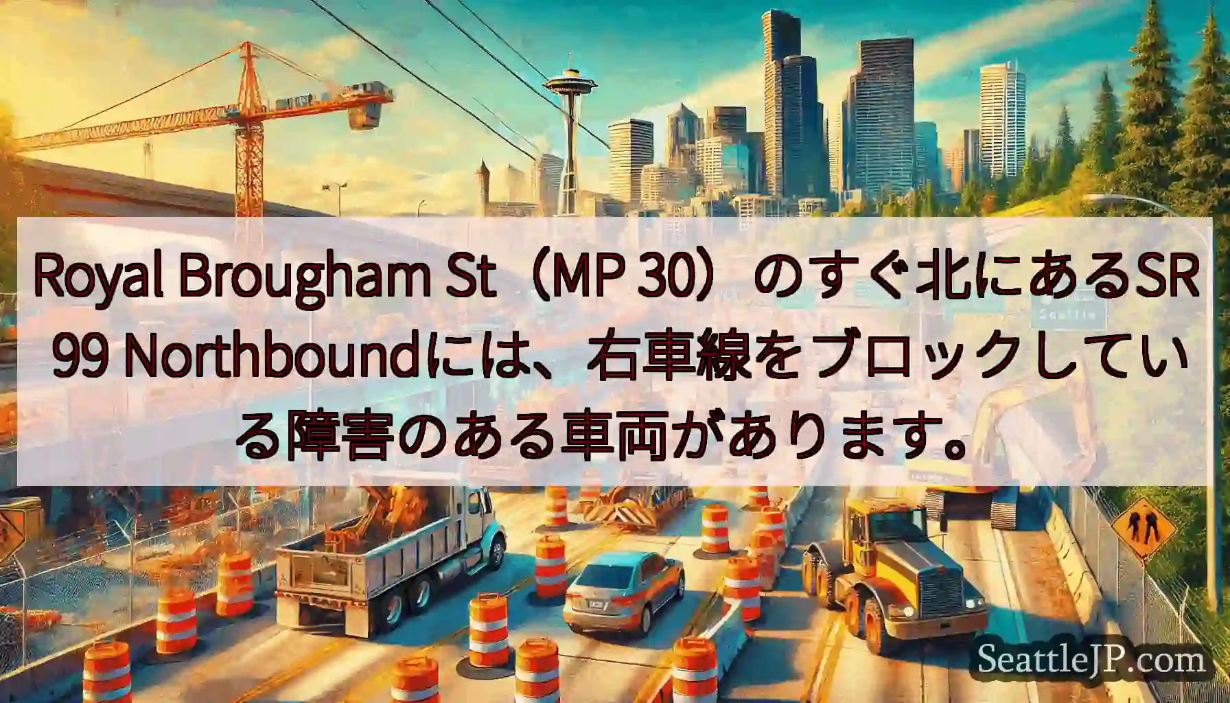 Royal Brougham St（MP 30）のすぐ北にあるSR 99