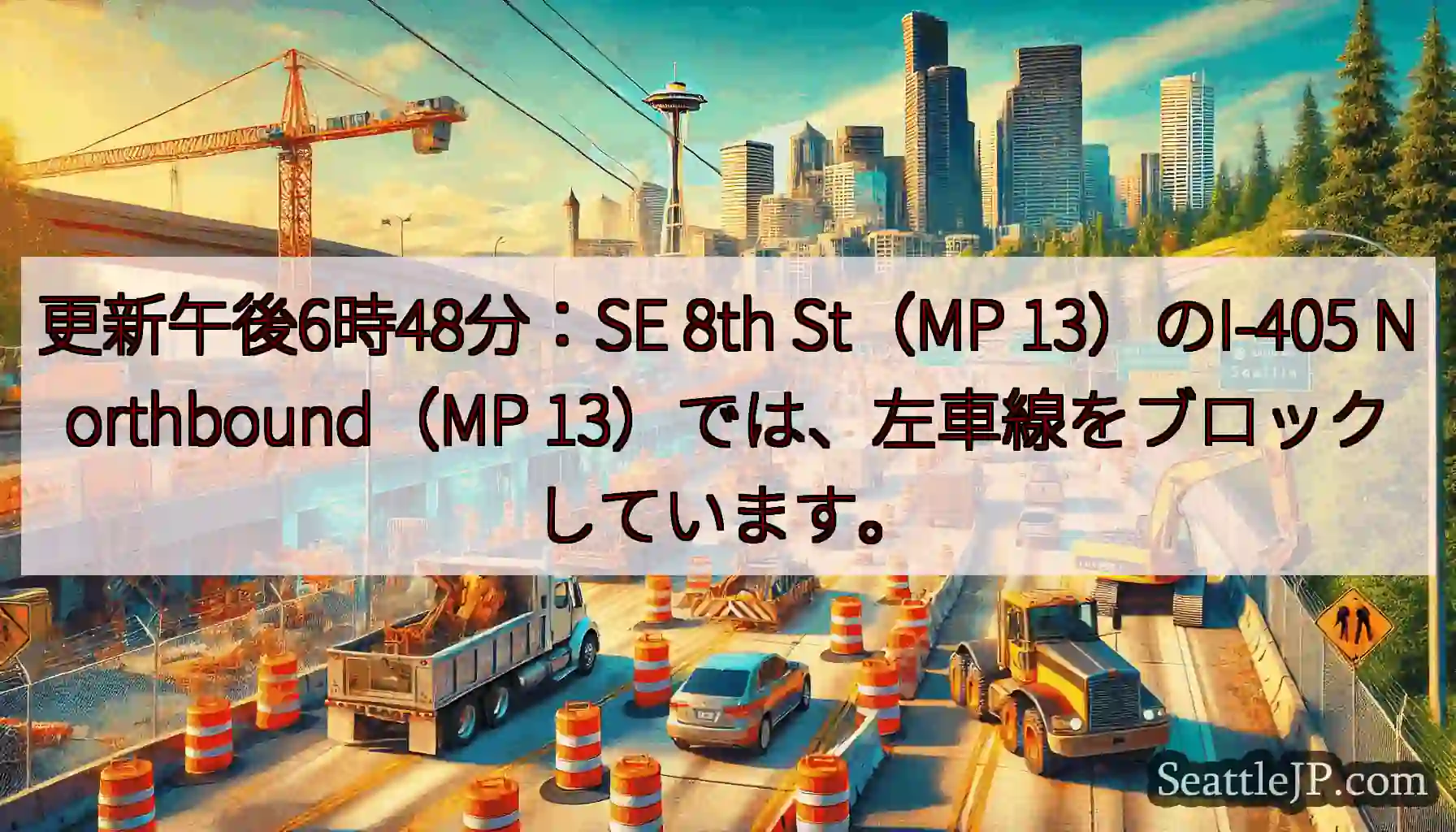 更新午後6時48分：SE 8th St（MP 13）のI-405 Northbound（MP