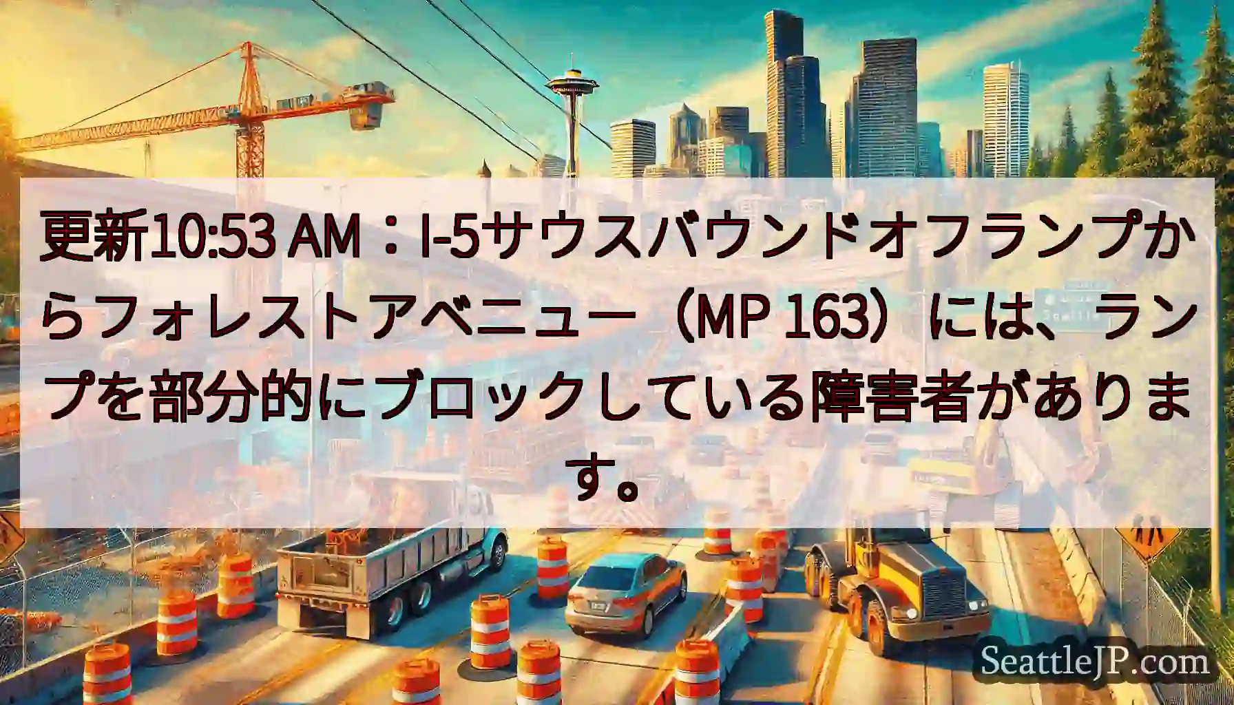 更新10:53 AM：I-5サウスバウンドオフランプからフォレストアベニュー（MP