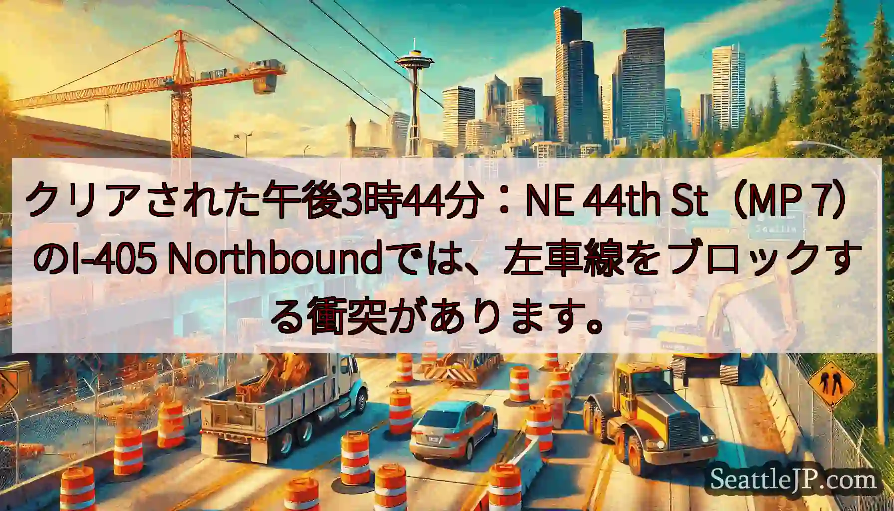 クリアされた午後3時44分：NE 44th St（MP 7）のI-405