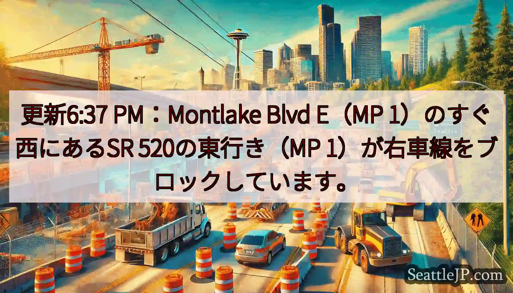 更新6:37 PM：Montlake Blvd E（MP 1）のすぐ西にあるSR