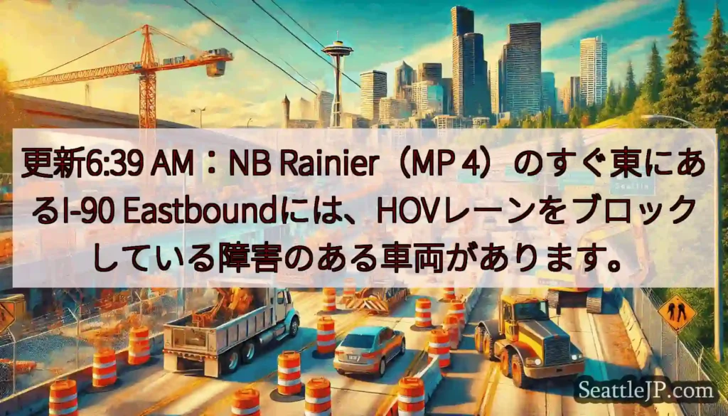 更新6:39 AM：NB Rainier（MP 4）のすぐ東にあるI-90