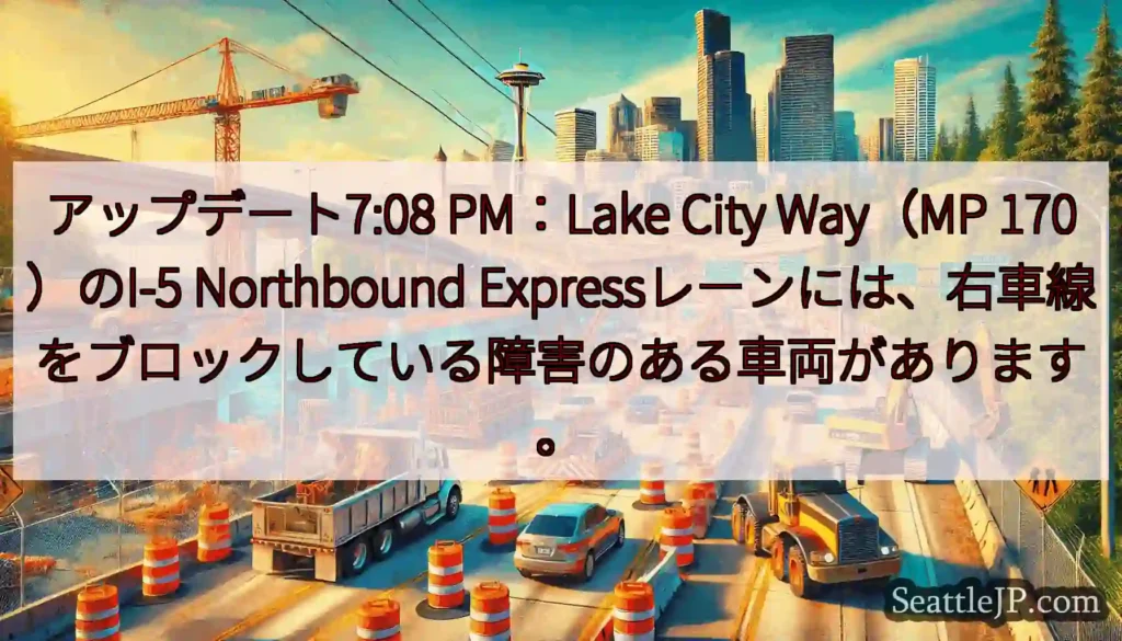 アップデート7:08 PM：Lake City Way（MP 170）のI-5