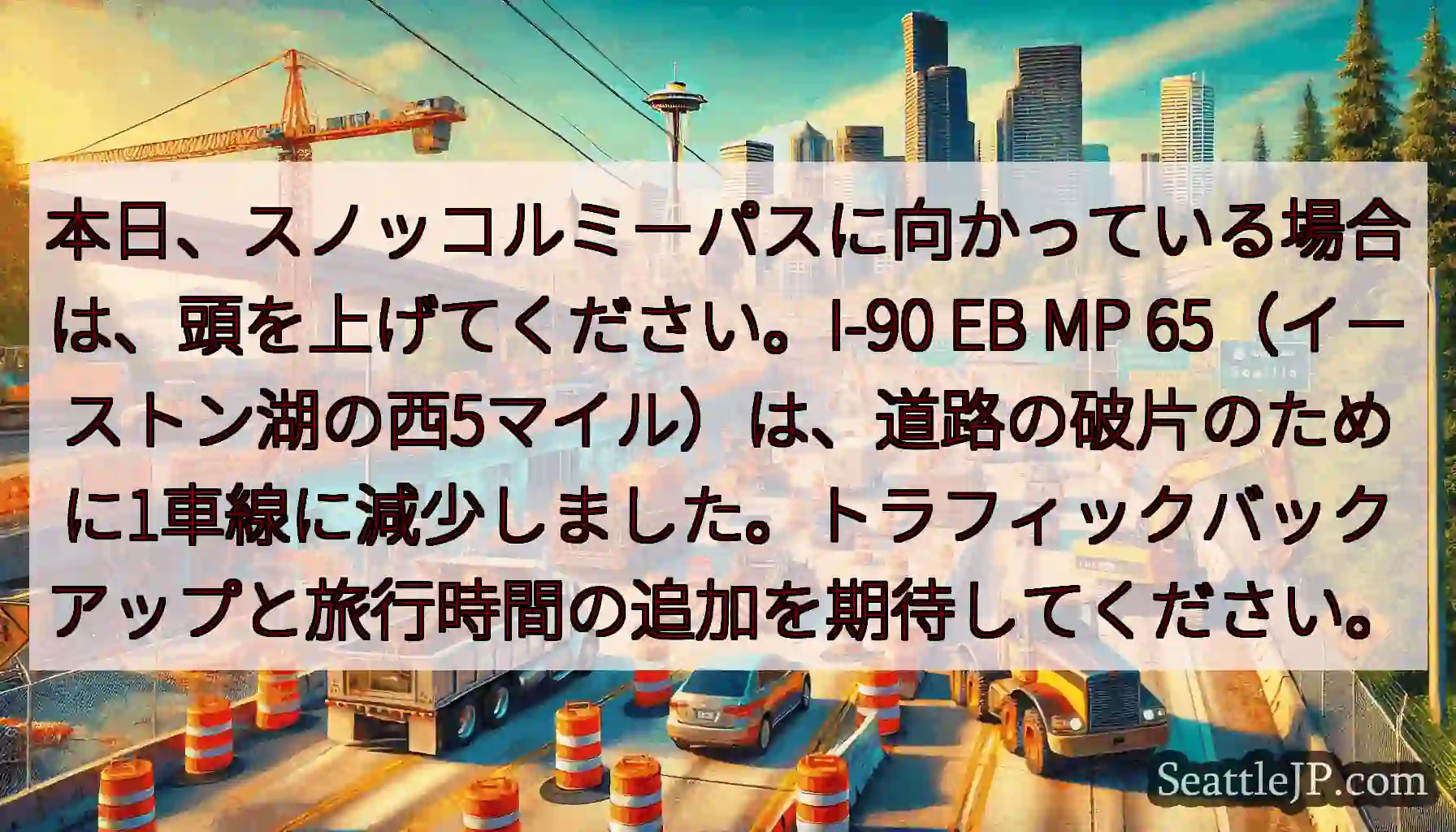 本日、スノッコルミーパスに向かっている場合は、頭を上げてください。I-90 EB MP