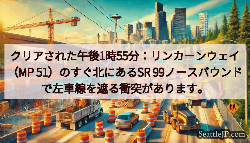 クリアされた午後1時55分：リンカーンウェイ（MP 51）のすぐ北にあるSR