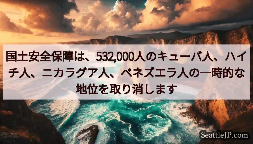 国土安全保障は、532,000人のキューバ人、ハイチ人、ニカラグア人、ベネズエラ人の一時的な地位を取