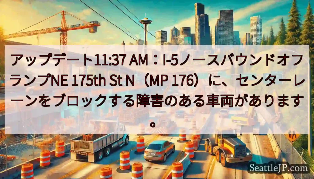 アップデート11:37 AM：I-5ノースバウンドオフランプNE 175th St N（MP