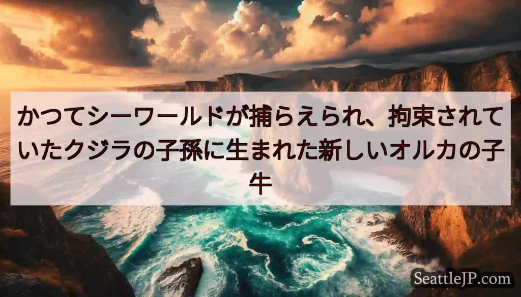 かつてシーワールドが捕らえられ、拘束されていたクジラの子孫に生まれた新しいオルカの子牛