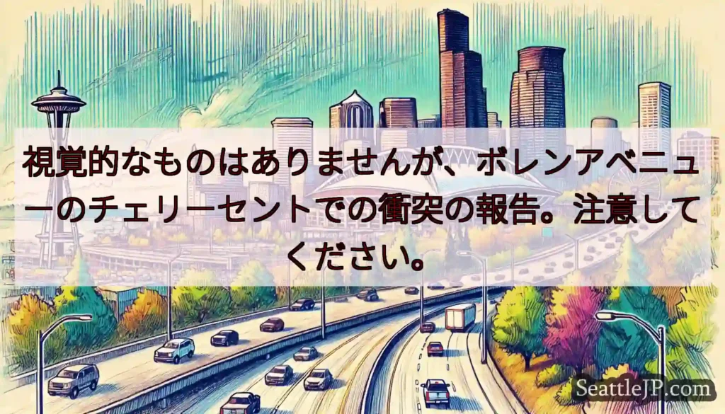 視覚的なものはありませんが、ボレンアベニューのチェリーセントでの衝突の報告。注意してください。