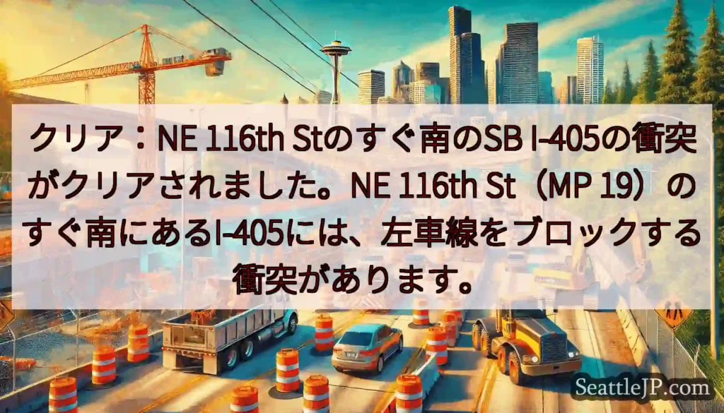 クリア：NE 116th Stのすぐ南のSB I-405の衝突がクリアされました。NE 116th