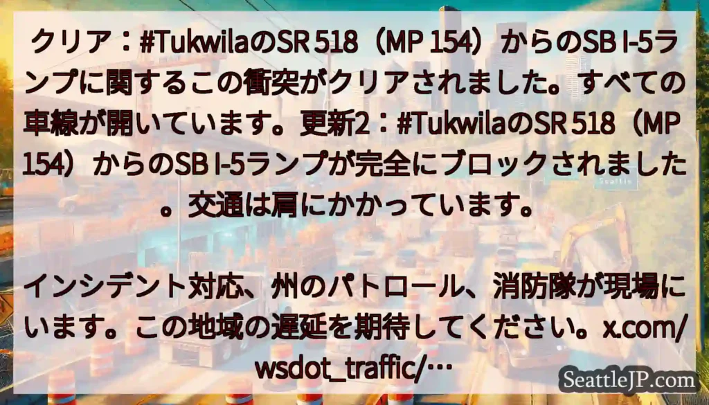 クリア：#TukwilaのSR 518（MP 154）からのSB