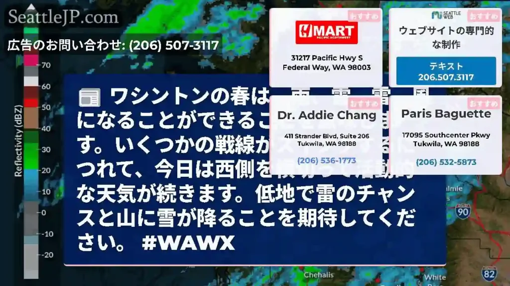 ワシントンの春は、雨、雪、雷、風になることができることを意味します。いくつかの戦線がスイングするにつ