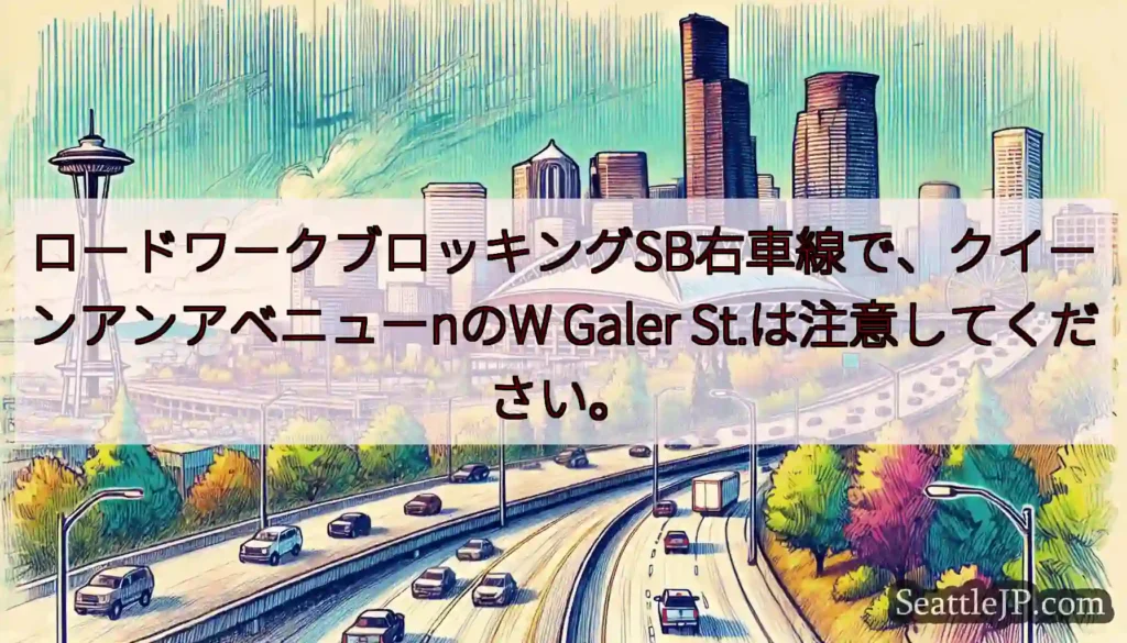 ロードワークブロッキングSB右車線で、クイーンアンアベニューnのW Galer