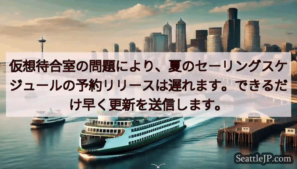 仮想待合室の問題により、夏のセーリングスケジュールの予約リリースは遅れます。できるだけ早く更新を送信