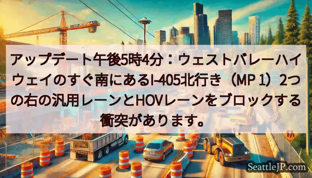 アップデート午後5時4分：ウェストバレーハイウェイのすぐ南にあるI-405北行き（MP