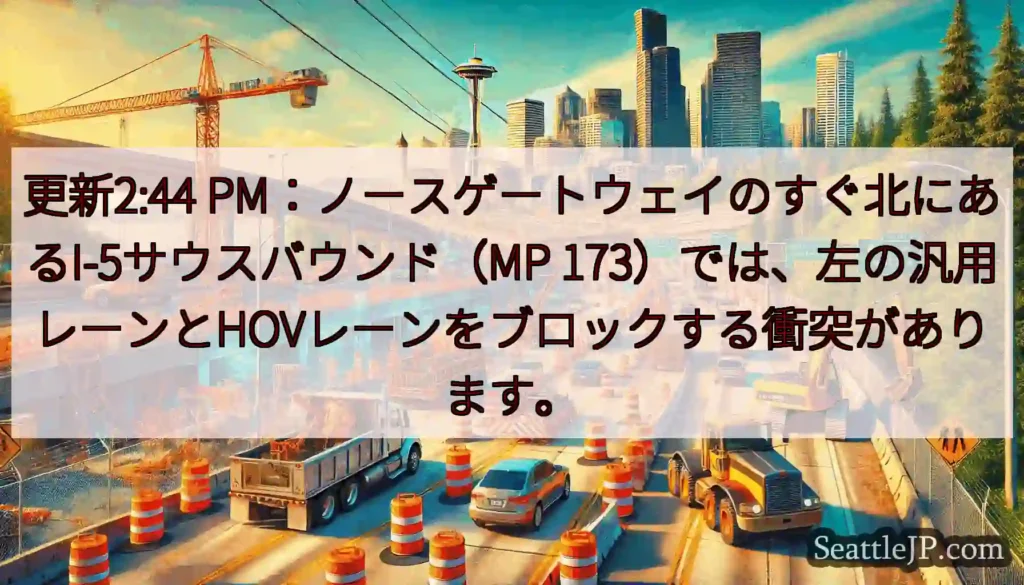 更新2:44 PM：ノースゲートウェイのすぐ北にあるI-5サウスバウンド（MP