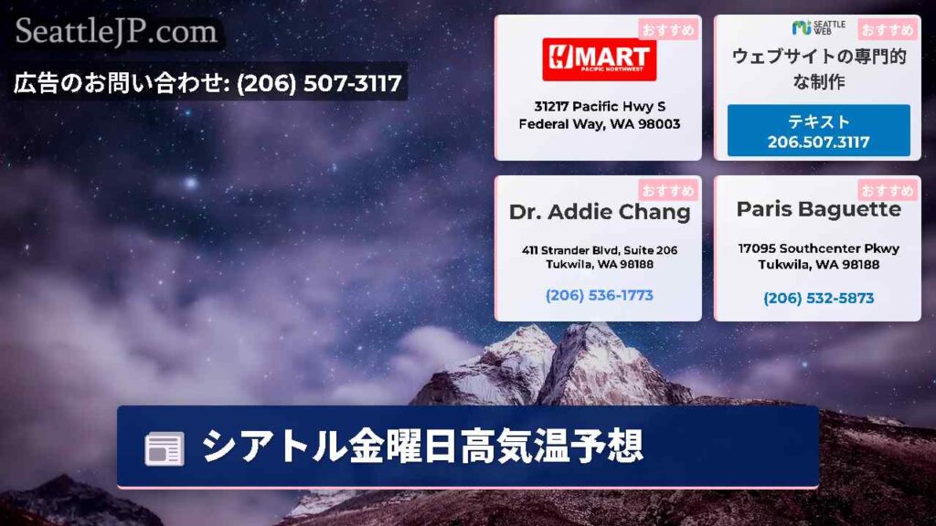 シアトル金曜日高気温予想