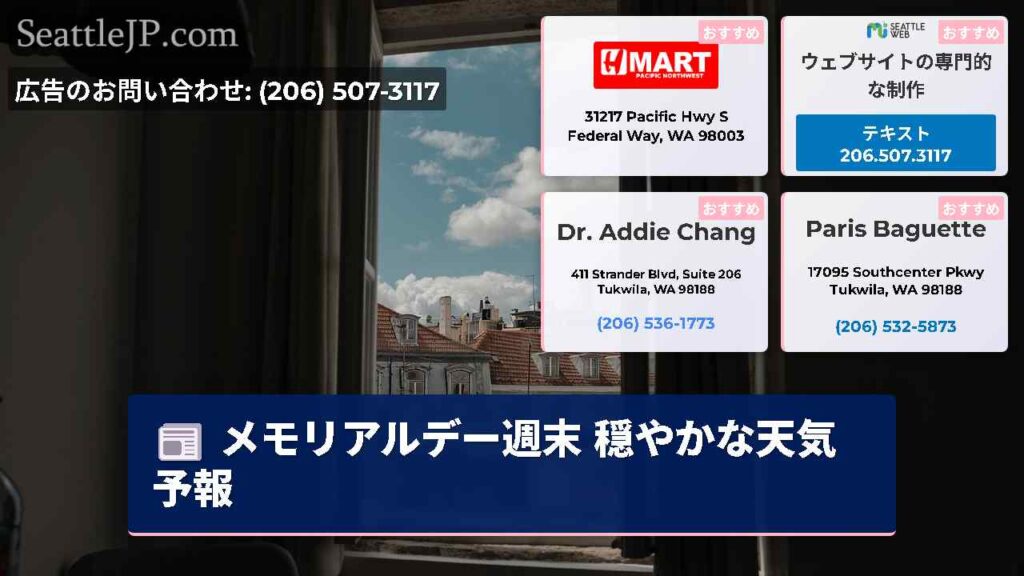メモリアルデー週末 穏やかな天気予報