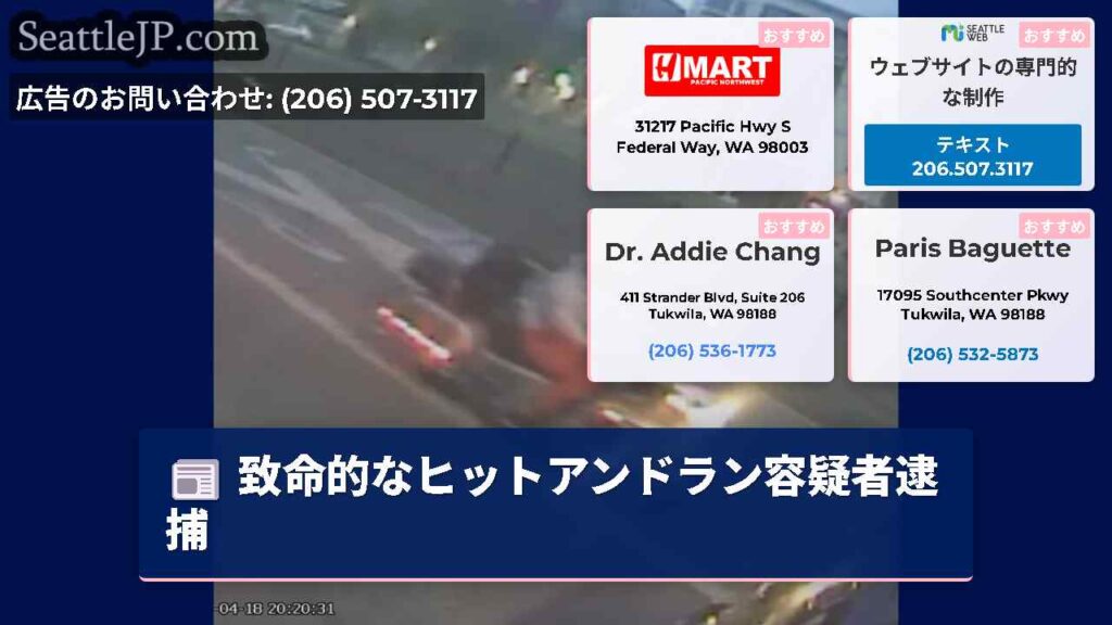 致命的なヒットアンドラン容疑者逮捕