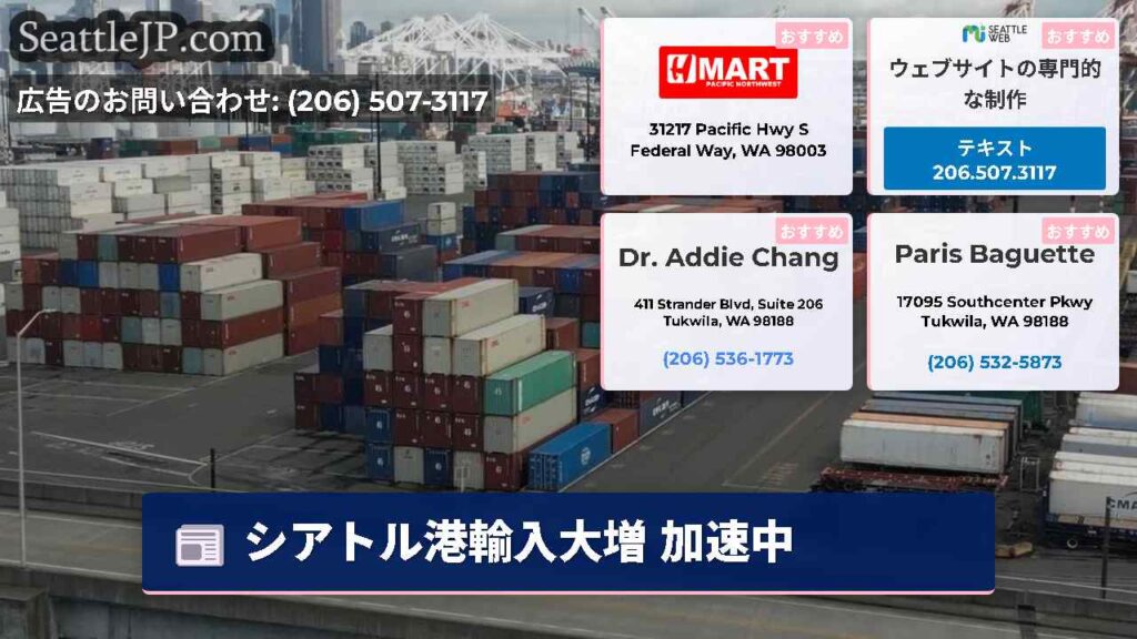 シアトル港輸入大増 加速中