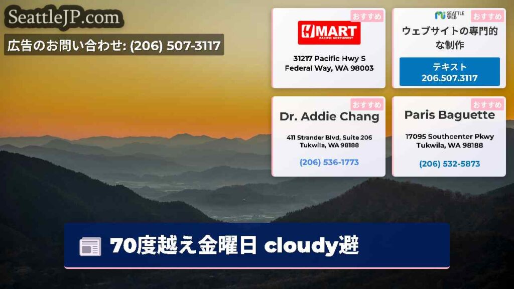 70度越え金曜日 cloudy避