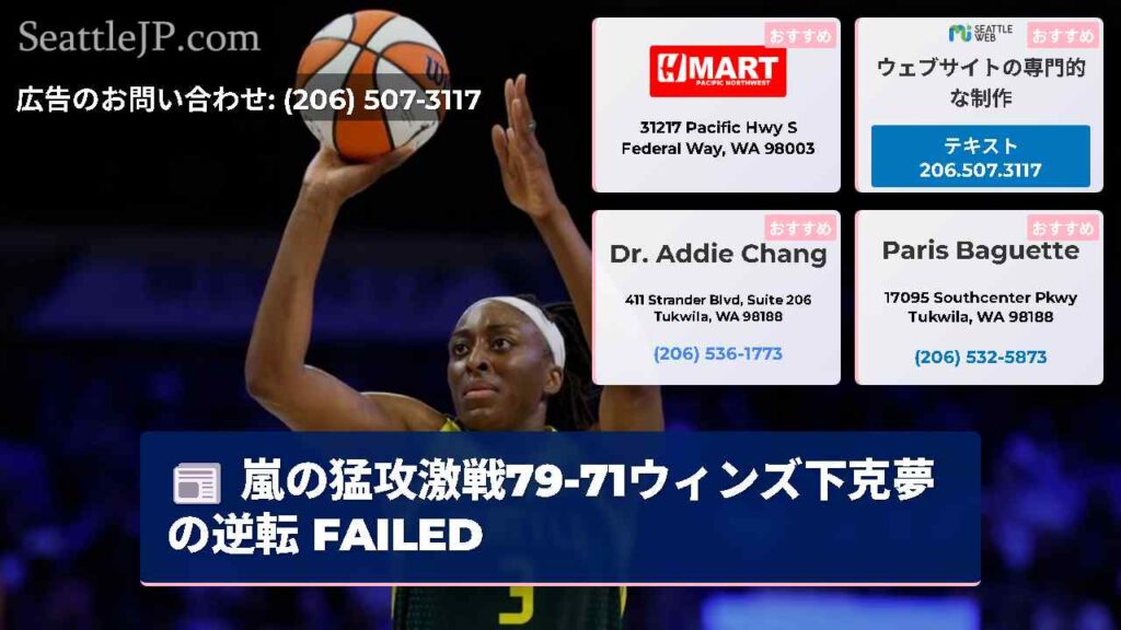 嵐の猛攻激戦79-71ウィンズ下克夢の逆転 FAILED