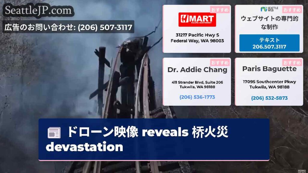 ドローン映像 reveals 桥火災 devastation