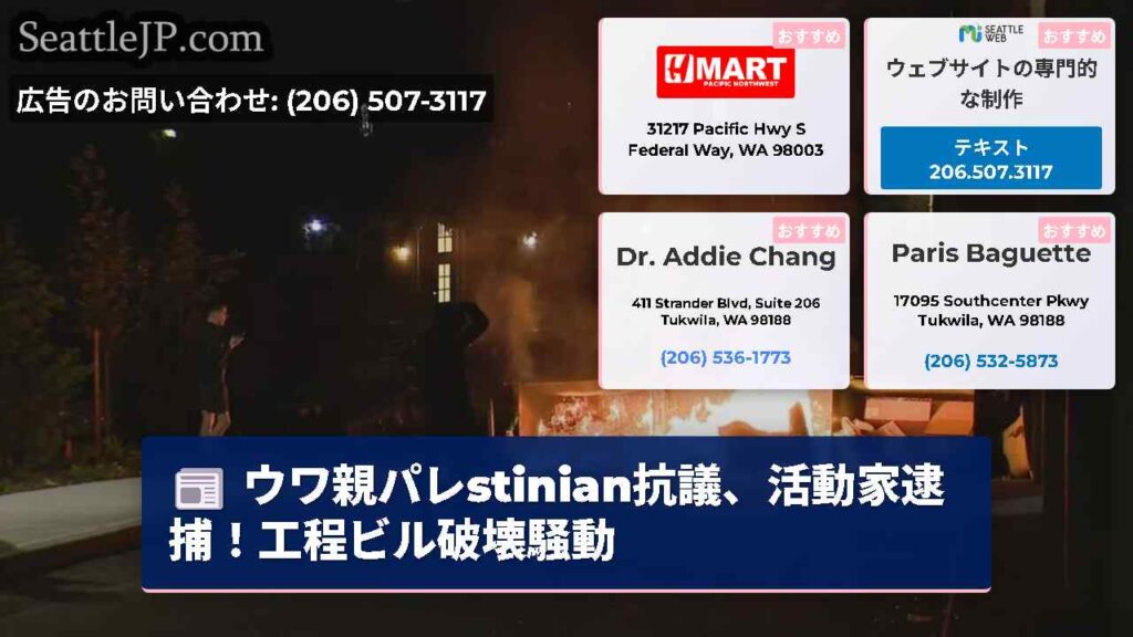ウワ親パレstinian抗議、活動家逮捕！工程ビル破壊騒動