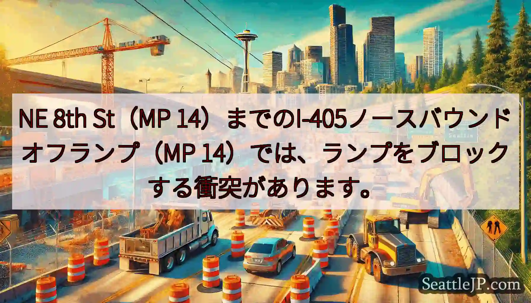 NE 8th St（MP 14）までのI-405ノースバウンドオフランプ（MP