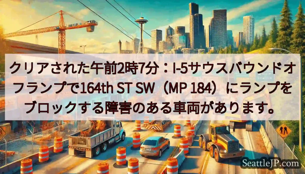 クリアされた午前2時7分：I-5サウスバウンドオフランプで164th ST SW（MP