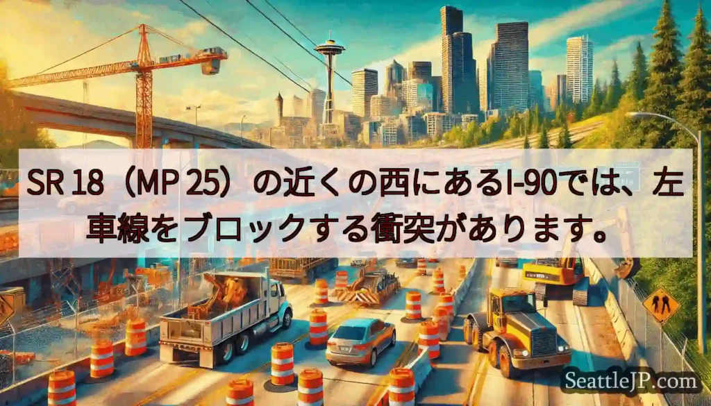 SR 18（MP 25）の近くの西にあるI-90では、左車線をブロックする衝突があります。