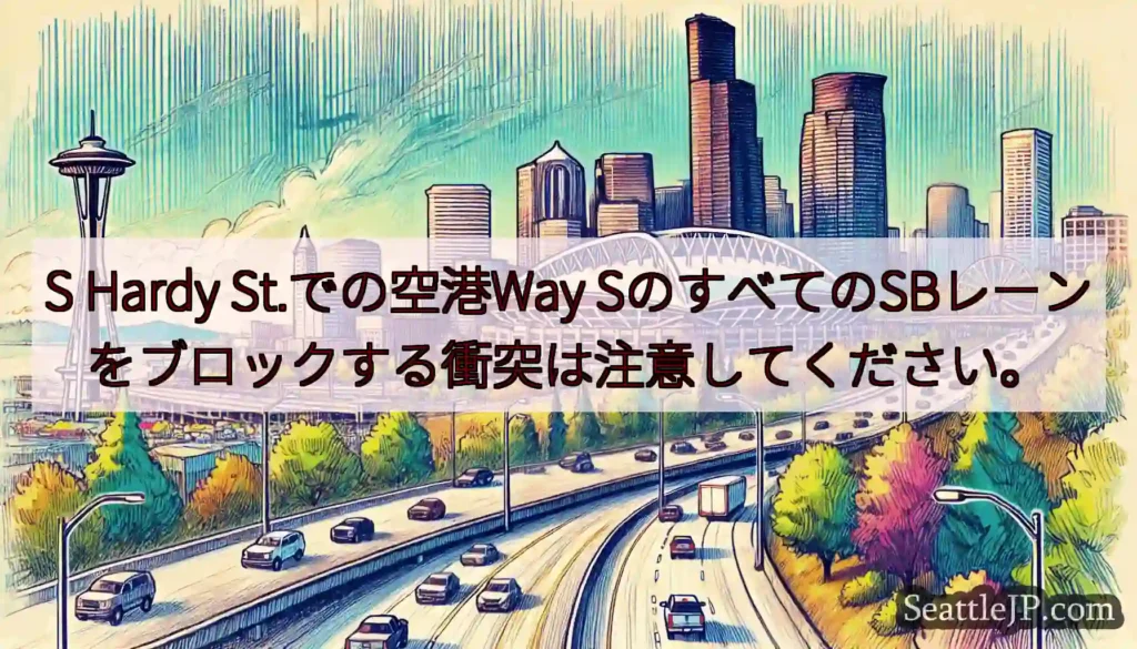 S Hardy St.での空港Way SのすべてのSBレーンをブロックする衝突は注意してください。