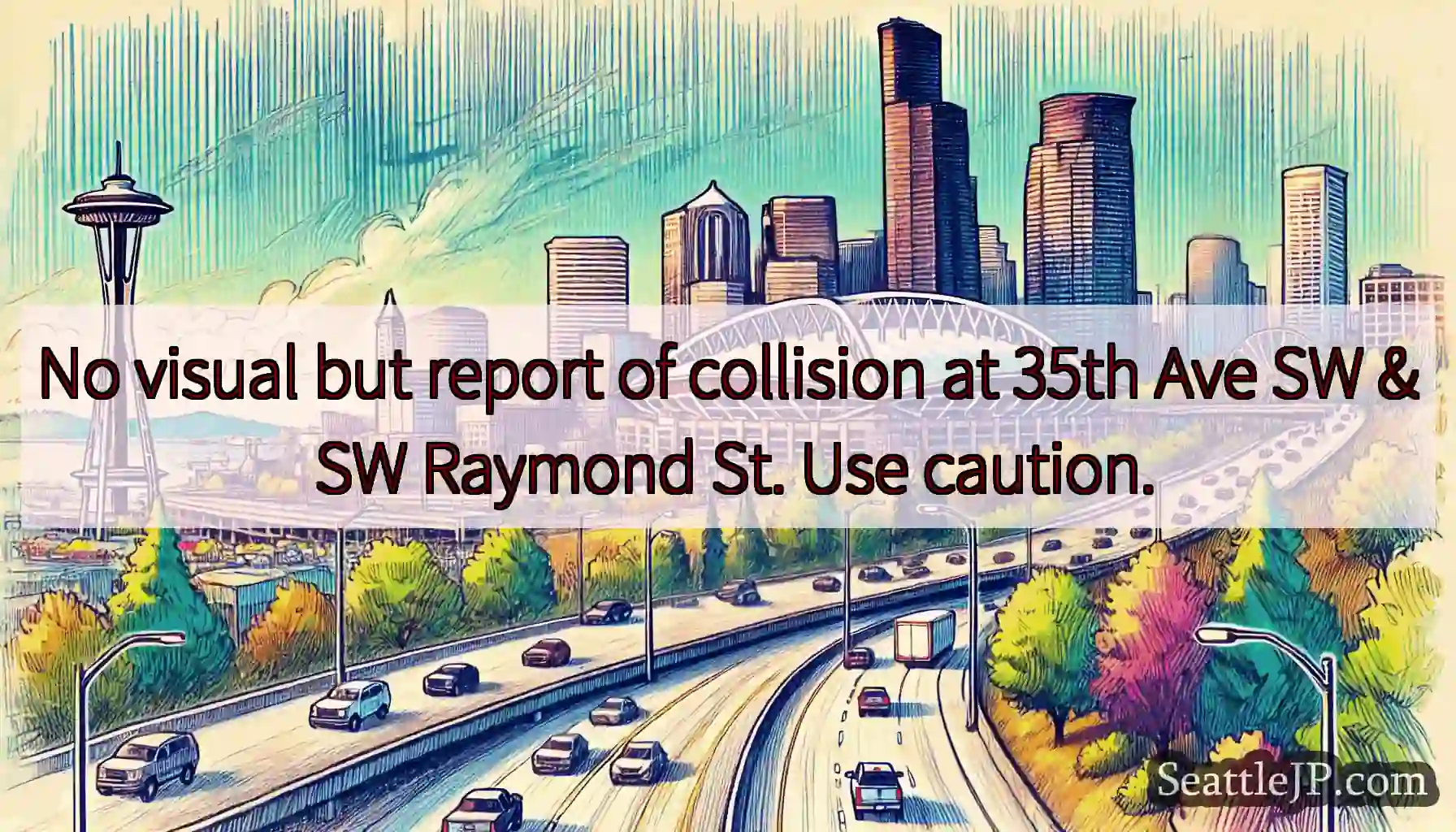 No visual but report of collision at 35th Ave SW