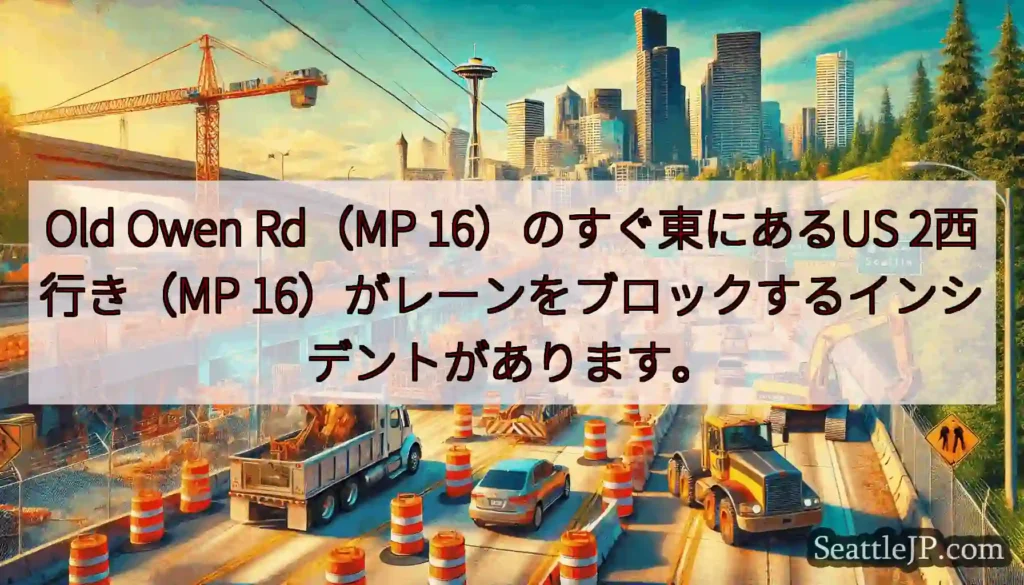 Old Owen Rd（MP 16）のすぐ東にあるUS 2西行き（MP