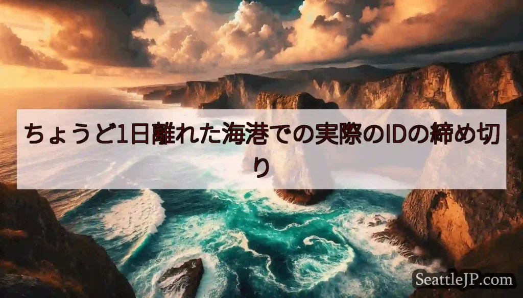 ちょうど1日離れた海港での実際のIDの締め切り