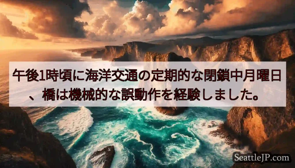 午後1時頃に海洋交通の定期的な閉鎖中月曜日、橋は機械的な誤動作を経験しました。