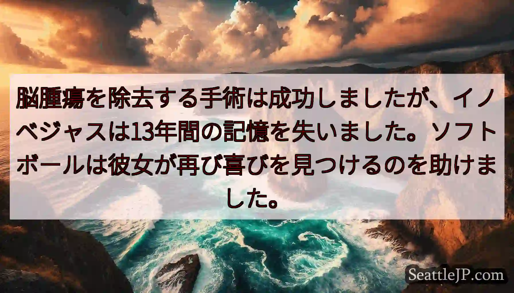 脳腫瘍を除去する手術は成功しましたが、イノベジャスは13年間の記憶を失いました。ソフトボールは彼女が
