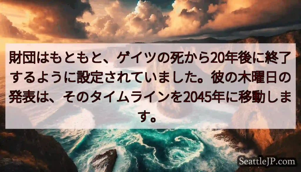 財団はもともと、ゲイツの死から20年後に終了するように設定されていました。彼の木曜日の発表は、そのタ