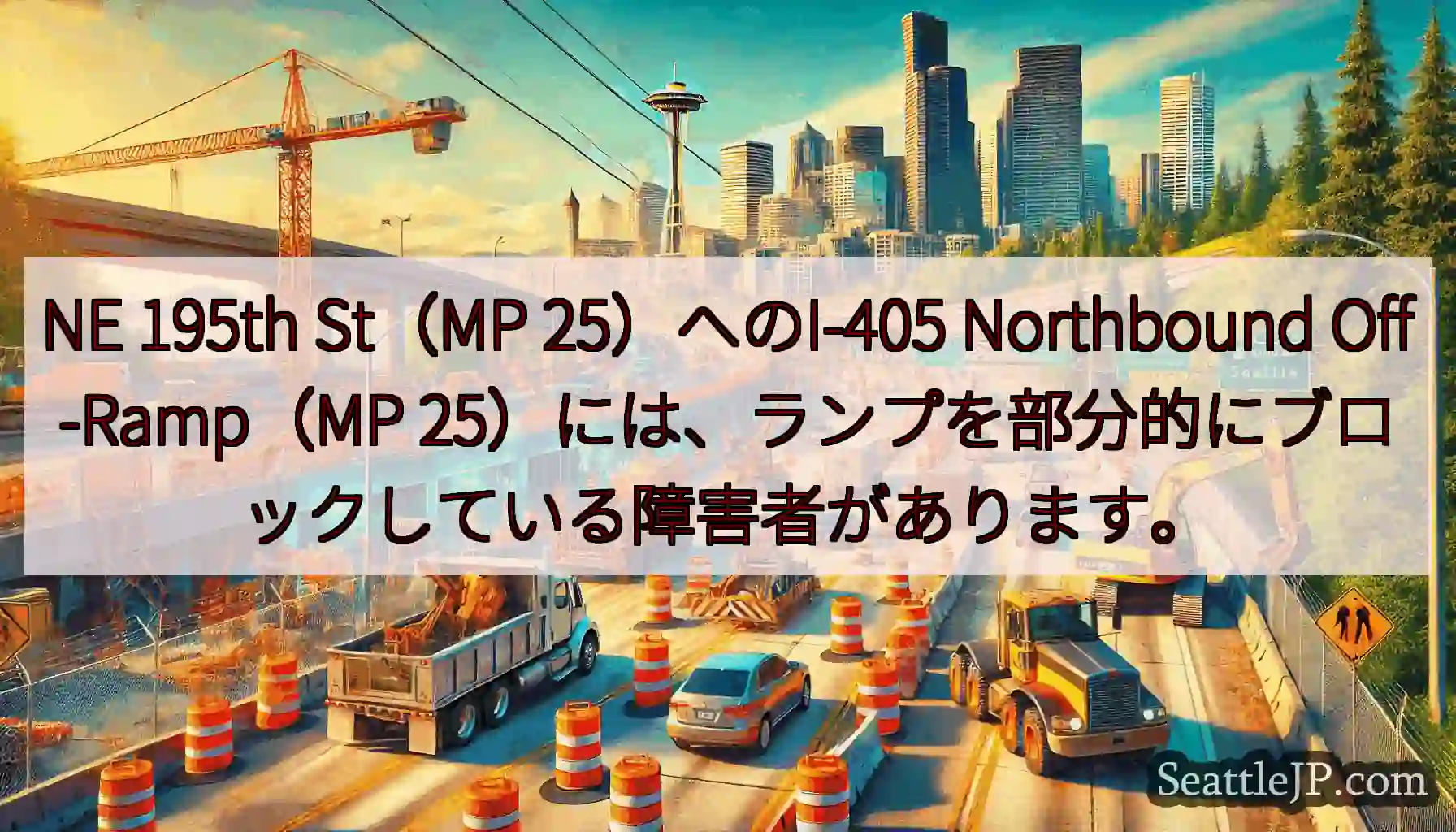 NE 195th St（MP 25）へのI-405 Northbound Off-Ramp（MP