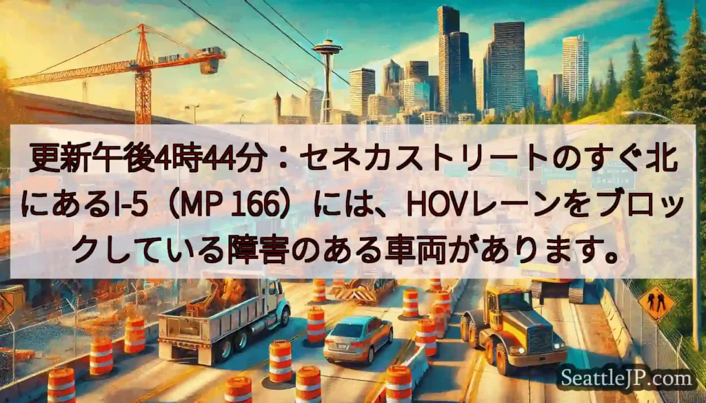 更新午後4時44分：セネカストリートのすぐ北にあるI-5（MP