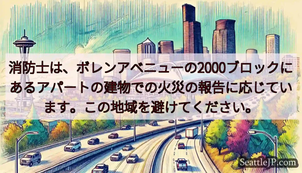 消防士は、ボレンアベニューの2000ブロックにあるアパートの建物での火災の報告に応じています。この地