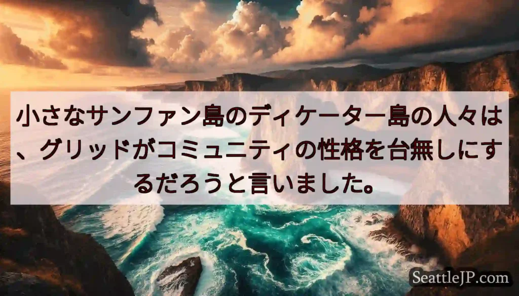 小さなサンファン島のディケーター島の人々は、グリッドがコミュニティの性格を台無しにするだろうと言いま